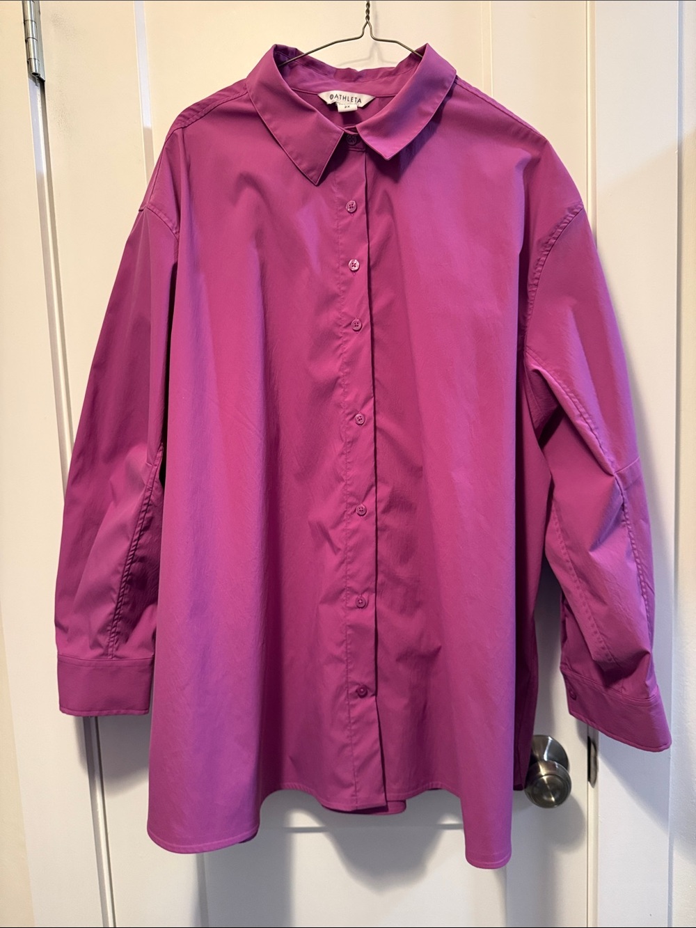 Athleta Women's Oversized Poplin Purple Button-Up Top size 2 X
